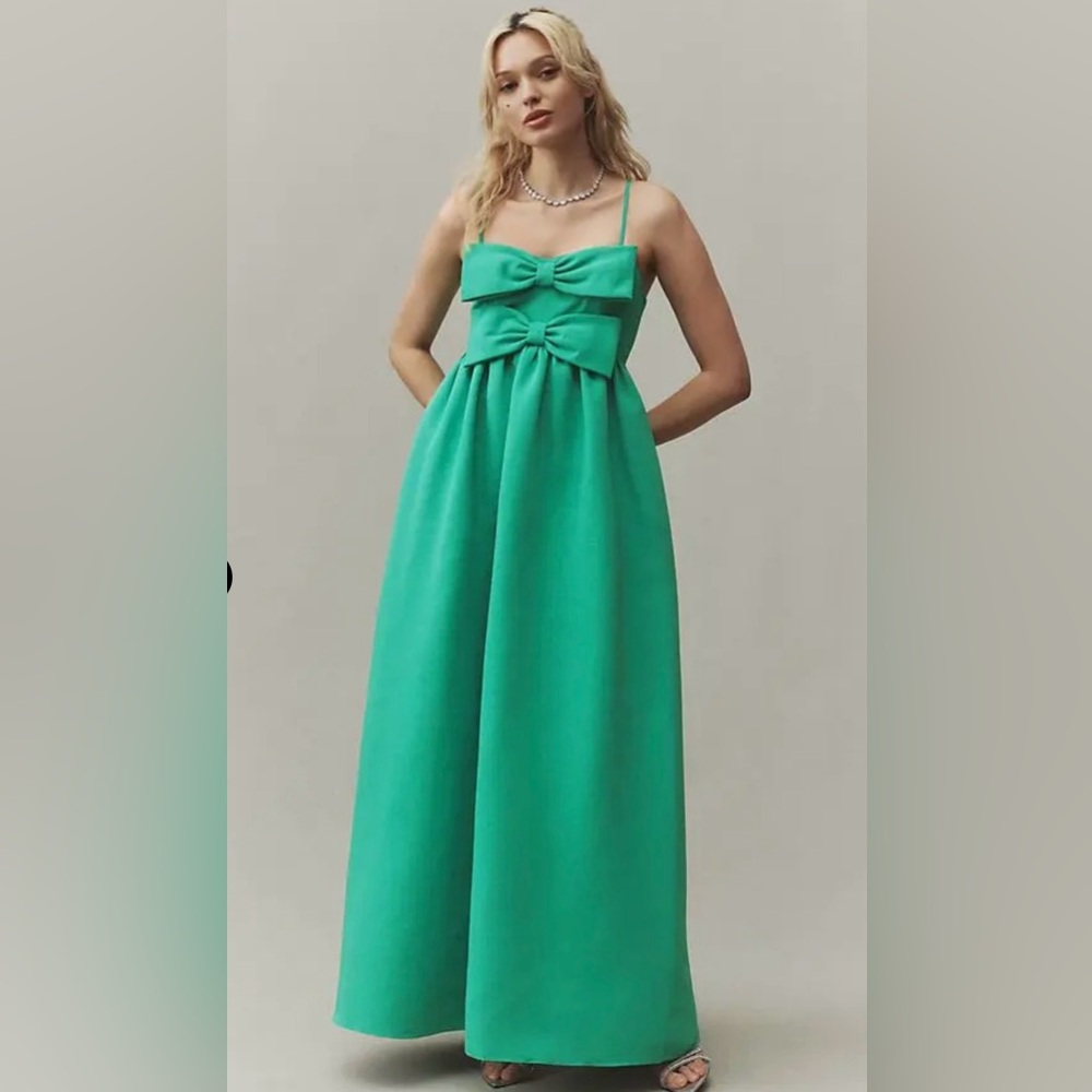 Sachi & Babi | Sloane Sleeveless Double Bow Taffeta Maxi Dress